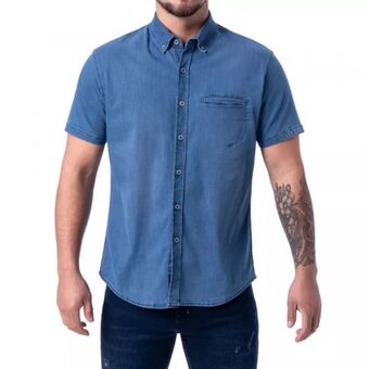 Gzuck Camisa denim light leytor m/corta oferta
