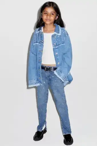 ZARA Sobrecamisa denim desflecada brillos oferta