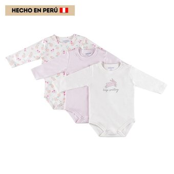 Tottus Packx3 body moda algodón bebe oferta