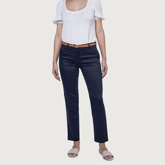 Mentha & Chocolate Pantalon bas correa azul oferta