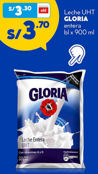Leche UHT Gloria Entera 900ml