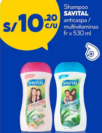 Plaza Vea Shampoo Savital Anticaspa/ Multivitaminas 530ml oferta