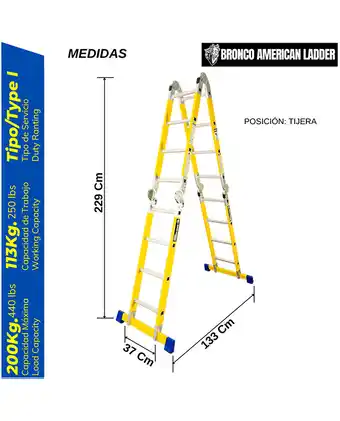Tiendas EFE Escalera multiposición de fibra de vidrio de 16 pasos 4x4 oferta