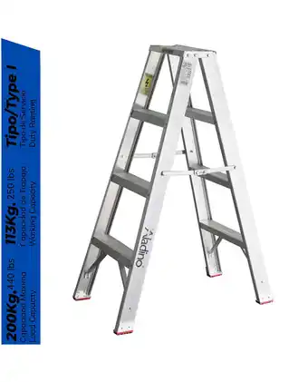 Tiendas EFE Escalera tijera aluminio profesional doble ascenso 4 pasos oferta