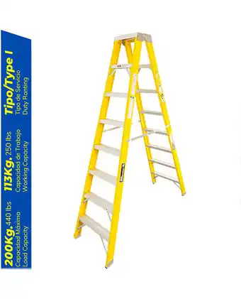 Tiendas EFE Escalera tijera fibra de vidrio profesional doble ascenso 8 pasos oferta