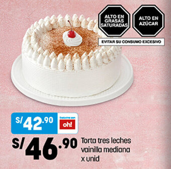 Plaza Vea Torta Tres Leches Vainilla Mediana x unid oferta