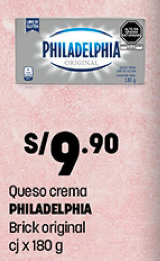 Plaza Vea Queso Crema Philadelphia Brick Original cj x 180g oferta