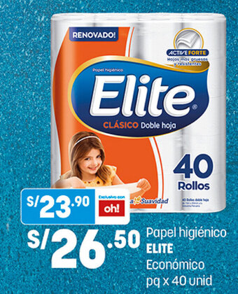 Plaza Vea Papel Higiénico Elite Económico pq x 40 unid oferta