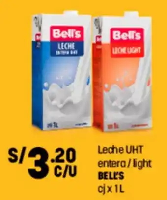Plaza Vea Leche UHT Entera / Light Bell's x 1L oferta