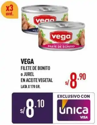 Vega Vega Filete de Bonito o Jurel en Aceite Vegetal 170g oferta