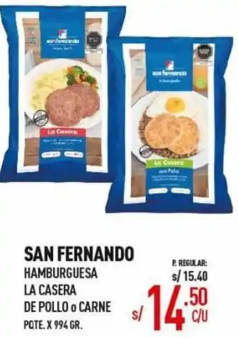 Vega San Fernando Hamburguesa la Casera de Pollo o Carne 994g oferta