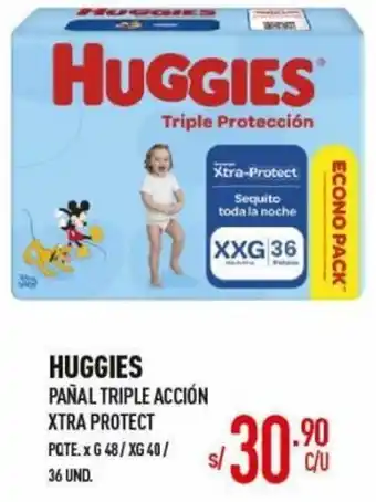 Vega Huggies Pañal Triple Acción Xtra Protect G 48/ XG 40/ 36 Unid oferta