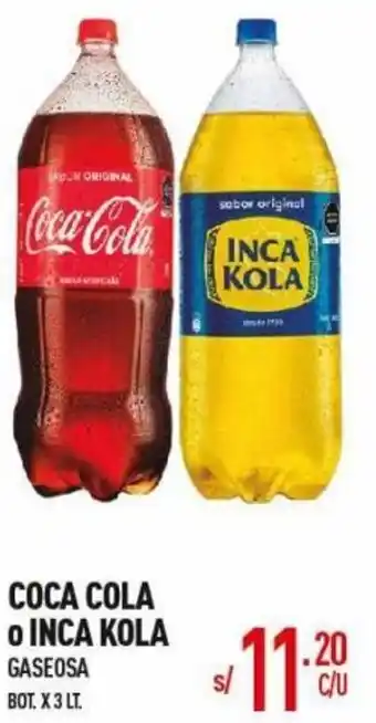 Vega Coca Cola o Inca Kola Gaseosa 3lt oferta