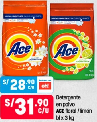 Plaza Vea Detergente en Polvo Ace Floral/Limón 3kg oferta