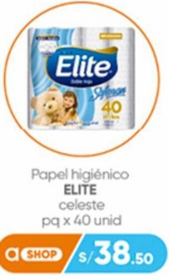 Plaza Vea Papel Higiénico Elite Celeste 40 Unid oferta