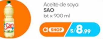 Plaza Vea Aceite de Soya Sao 900ml oferta