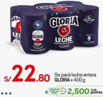 Tottus Six Pack Leche Entera Gloria 400g oferta