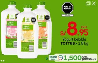 Tottus Yoghurt Bebida Tottus 1,8kg oferta