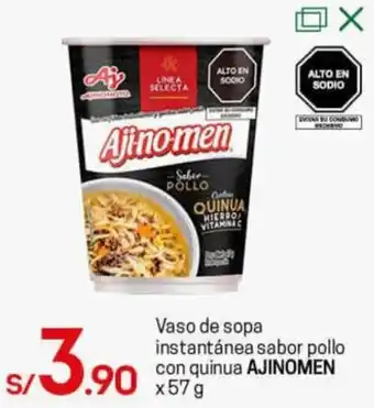 Tottus Vaso de Sopa Instantánea Sabor Pollo con Quinua Ajinomen 57g oferta