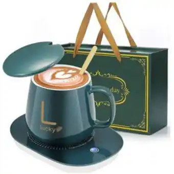 Linio Taza mug con base calentador + cuchara s... oferta