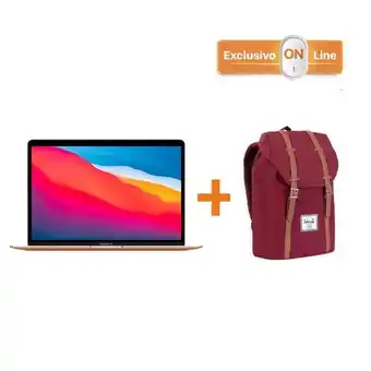 iShop Macbook air 13" m1 512gb oro + mochila herschel retreat - vino oferta