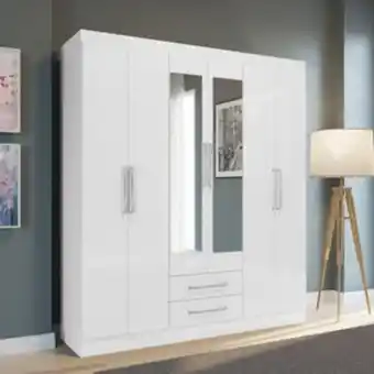 Linio Ropero 6 puertas 2 cajones con espejo mi... oferta