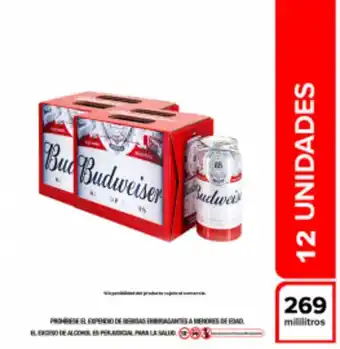 Freshmart Pack x2 cerveza budweiser 6pack - lata 269 ml - unidad oferta