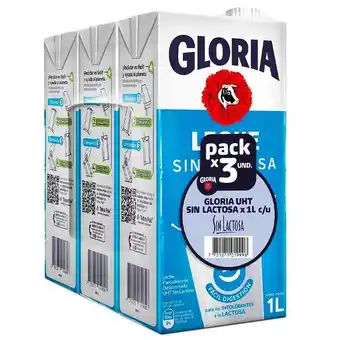 Vivanda Leche uht gloria sin lactosa pack 3un x 1l oferta