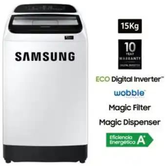 Linio Samsung lavadora 15 kg wa15t5260bw wobbl... oferta