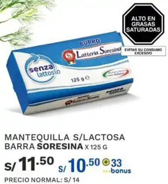 Wong Mantequilla s/Lactosa Barra Soresina x 125g oferta
