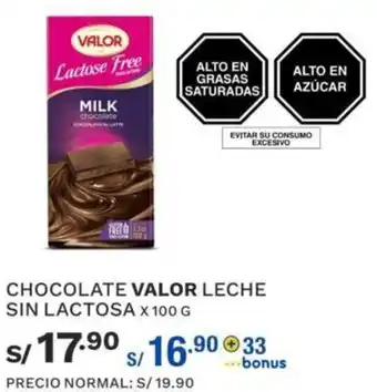 Chocolate Valor Leche Sin Lactosa x 100g