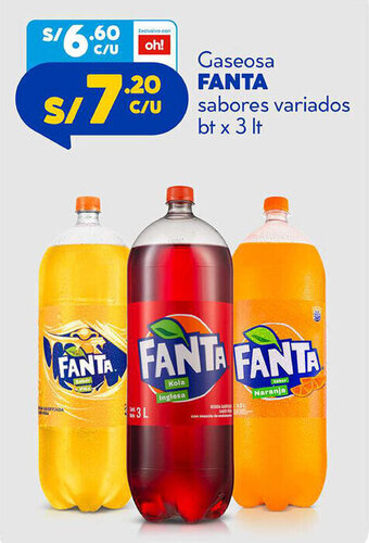 Plaza Vea Gaseosa Fanta Sabores Variados bt x 3lt oferta