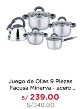 La Curacao Juego de Ollas 9 piezas Facusa Minerva - acero oferta