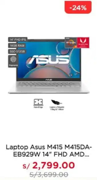La Curacao Laptop Asus M415 M415DA-EB929W 14" FHD AMD oferta