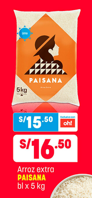Plaza Vea Arroz Extra Paisana bl x 5kg oferta