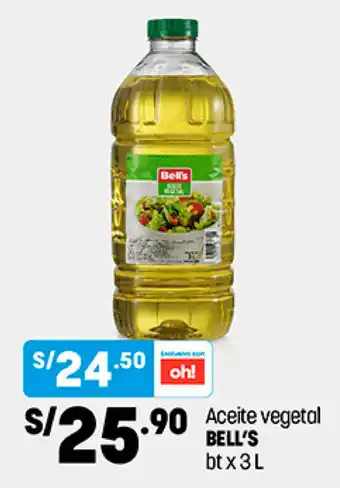 Plaza Vea Aceite Vegetal Bell's bt x 3L oferta