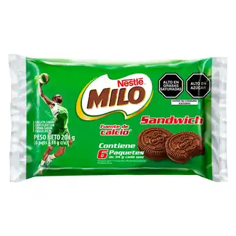 Tottus Pqt galleta milo sandwich crema chocolate x 6 und oferta