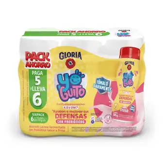 Tottus Six pack yogurt gloria yoguito con probióticos fresa 6 unidades oferta