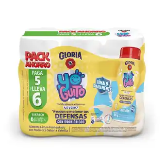 Tottus Six pack yogurt gloria yoguito con probióticos vainilla 6 unidades oferta