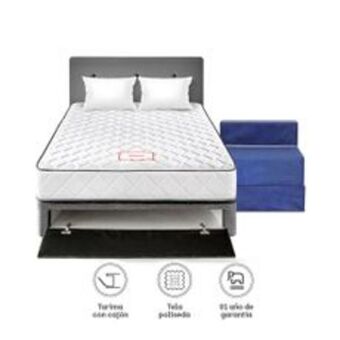 Metro Paraíso juego de dormitorio 2 plazas mancora: box tarima + cabecera + 2 almohadas + sofá cama + protector oferta