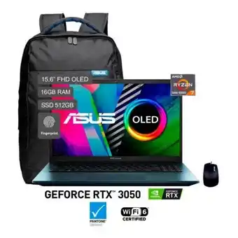 Hiraoka Laptop asus vivobook pro 15 oled m3500qc-l1182w 15.6" amd ryzen 7 5800h 512gb ssd 16gb ram oferta