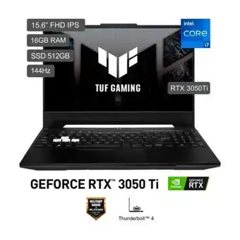 Hiraoka Laptop gaming asus tuf dash f15 fx517ze-hn050w 15.6" intel core i7-12650h 12th gen 512gb ssd 16gb ram oferta