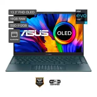 Hiraoka Laptop asus zenbook 13 oled ux325ea-kg674w 13.3" intel core i7-1165g7 512gb ssd 16gb ram oferta
