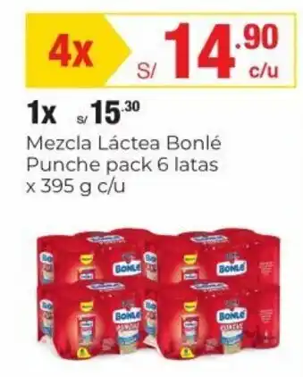 Metro Mezcla Láctea Bonlé Punche Pack 6 latas x 395g oferta