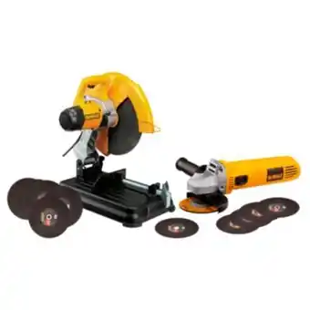 Maestro Tronzadora de metales 14" 2300w + esmeril angular 4-1/2" 700w dwe4010 + 10 discos tronzar acero 14'' oferta