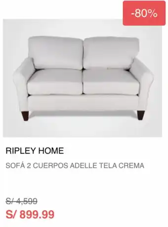 Ripley Ripley Home Sofá 2 Cuerpos Adelle Tela Crema oferta