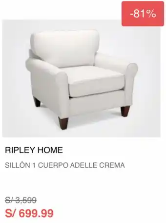 Ripley Home Sillón 1 Cuerpo Adelle Crema