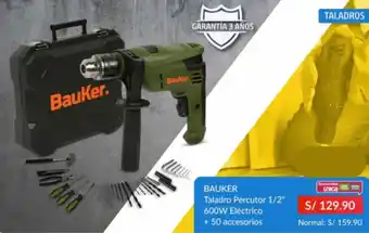Sodimac Bauker Taladro Percutor 1/2" 600W Eléctrico + 50 Accesorios oferta