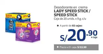Plaza Vea Desodorante en Crema Lady Speed Stick / Speed Stick 20 unids x 9g oferta