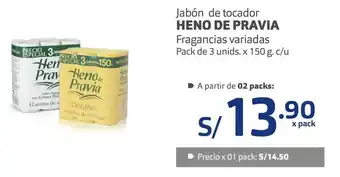 Plaza Vea Jabón de Tocador Heno de Pravia 3 unids x 150g oferta